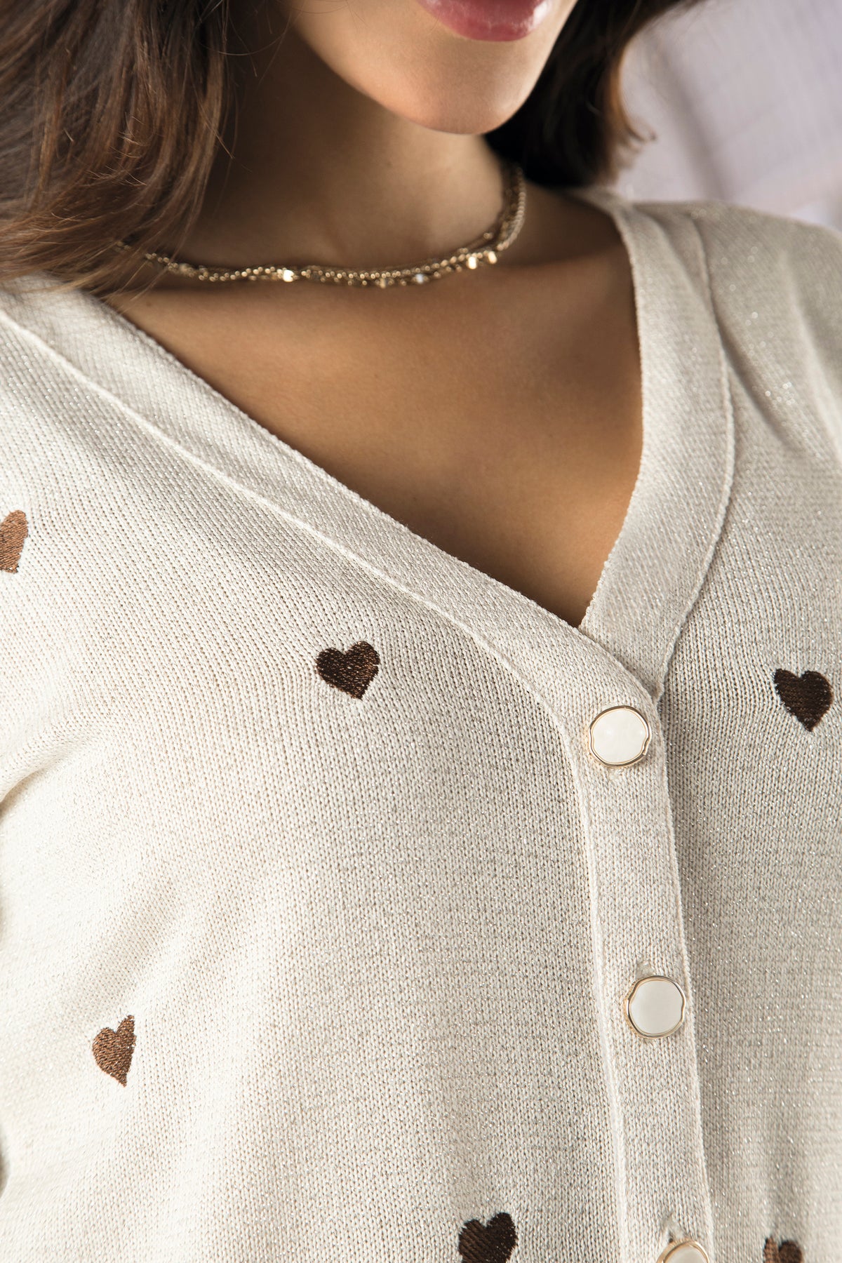 Cárdigan con lúrex beige – Charlie Zaa