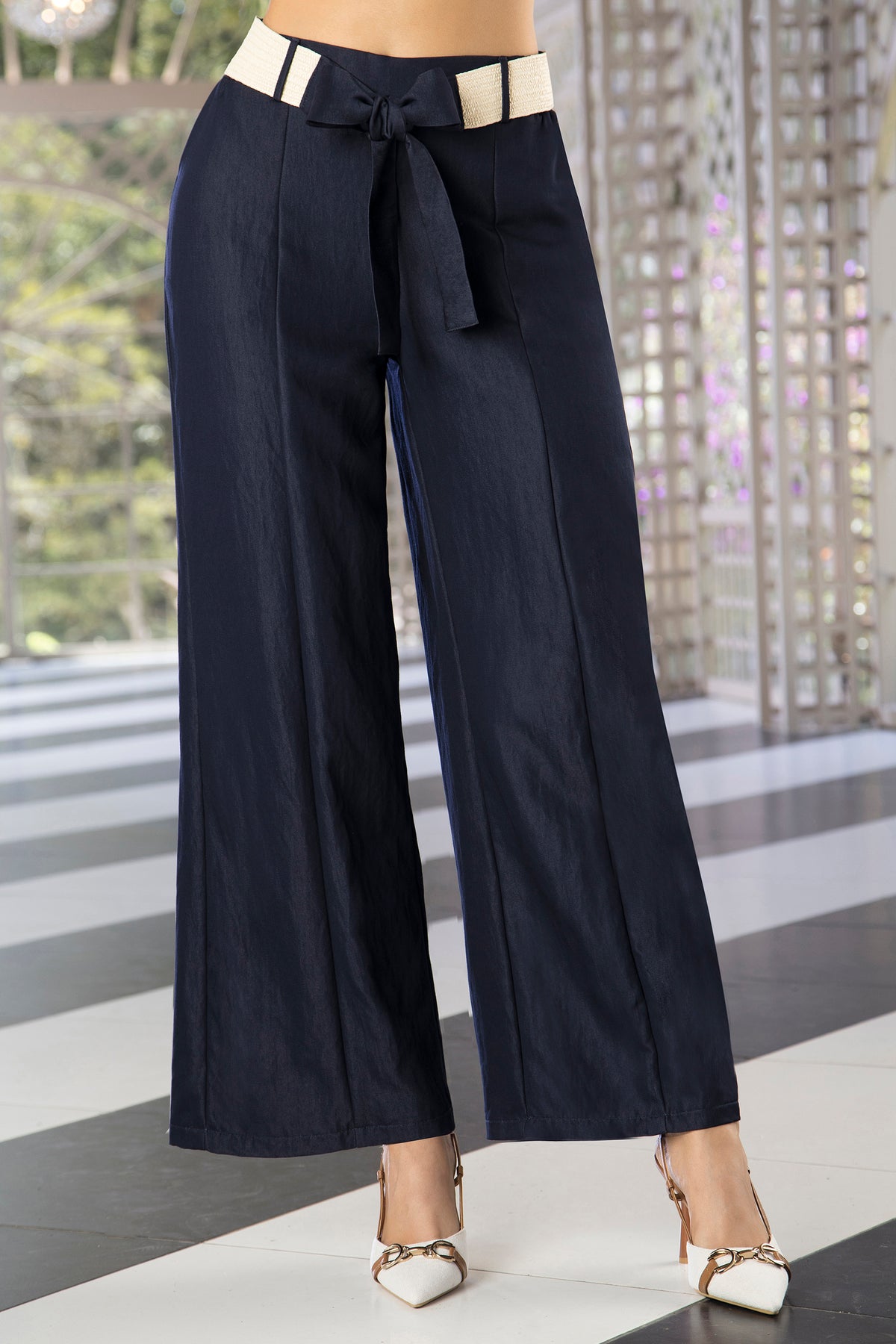 Pantalón palazzo tiro alto azul oscuro – Galé