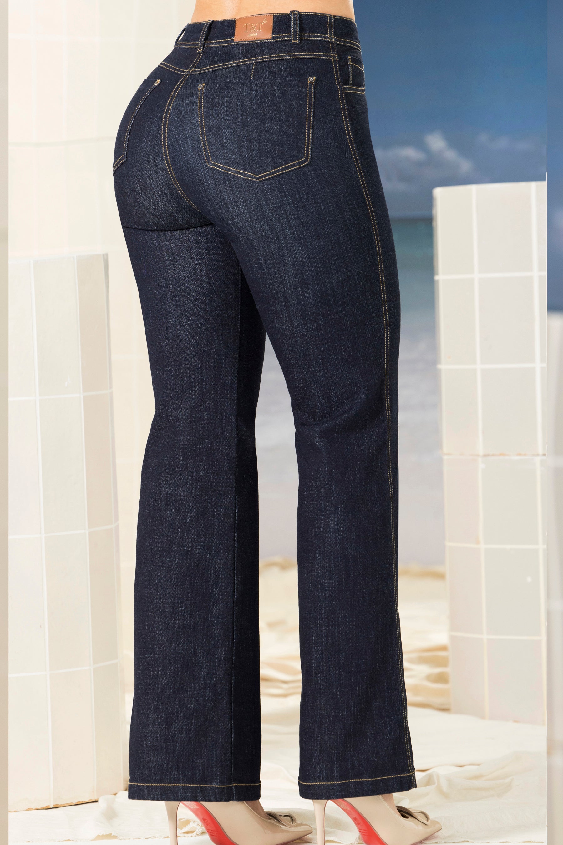 Jean Wide Leg Índigo Semi Licrado Tiro Alto Azul Medio – CONSUELO