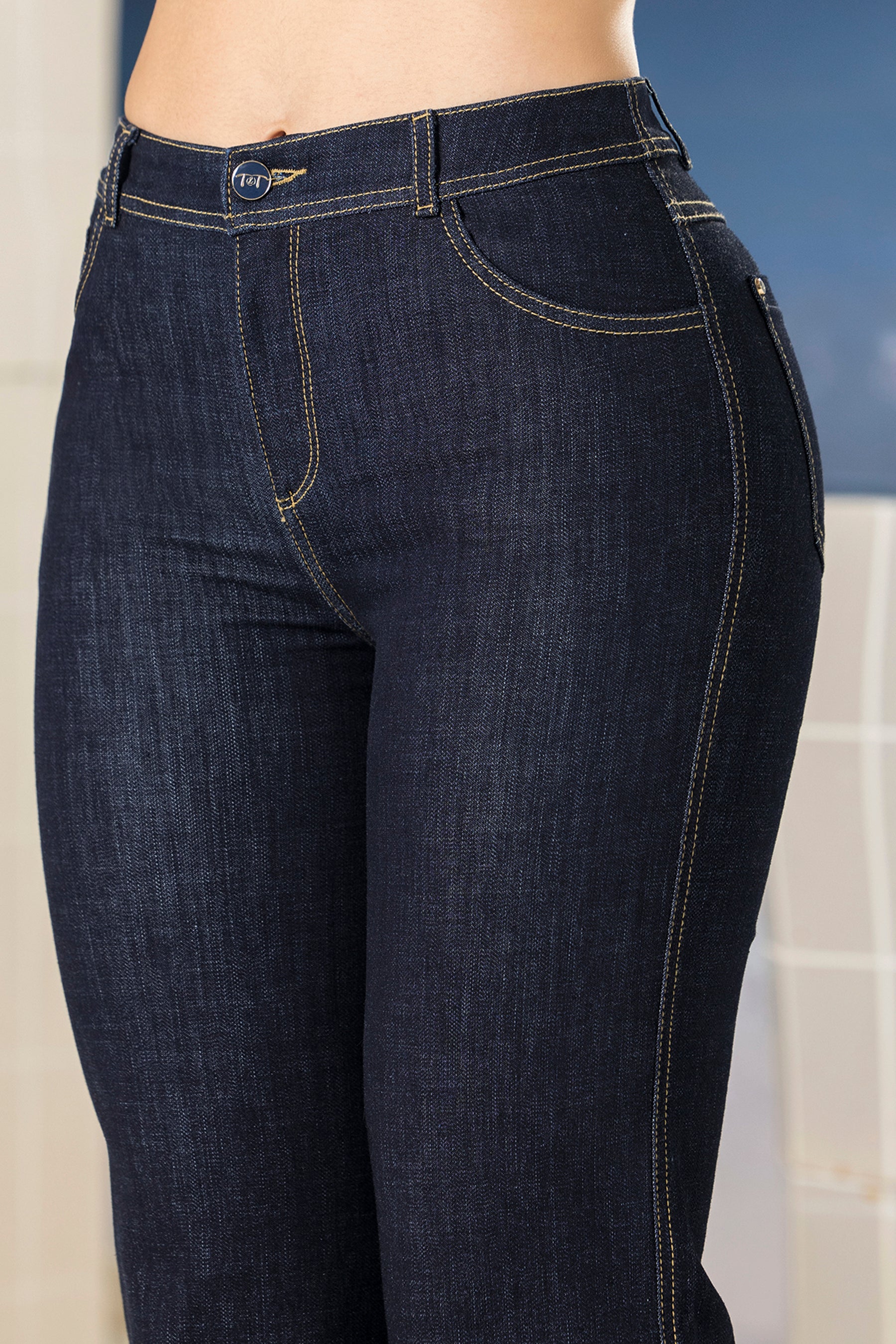 Jean Wide Leg Índigo Semi Licrado Tiro Alto Azul Medio – CONSUELO