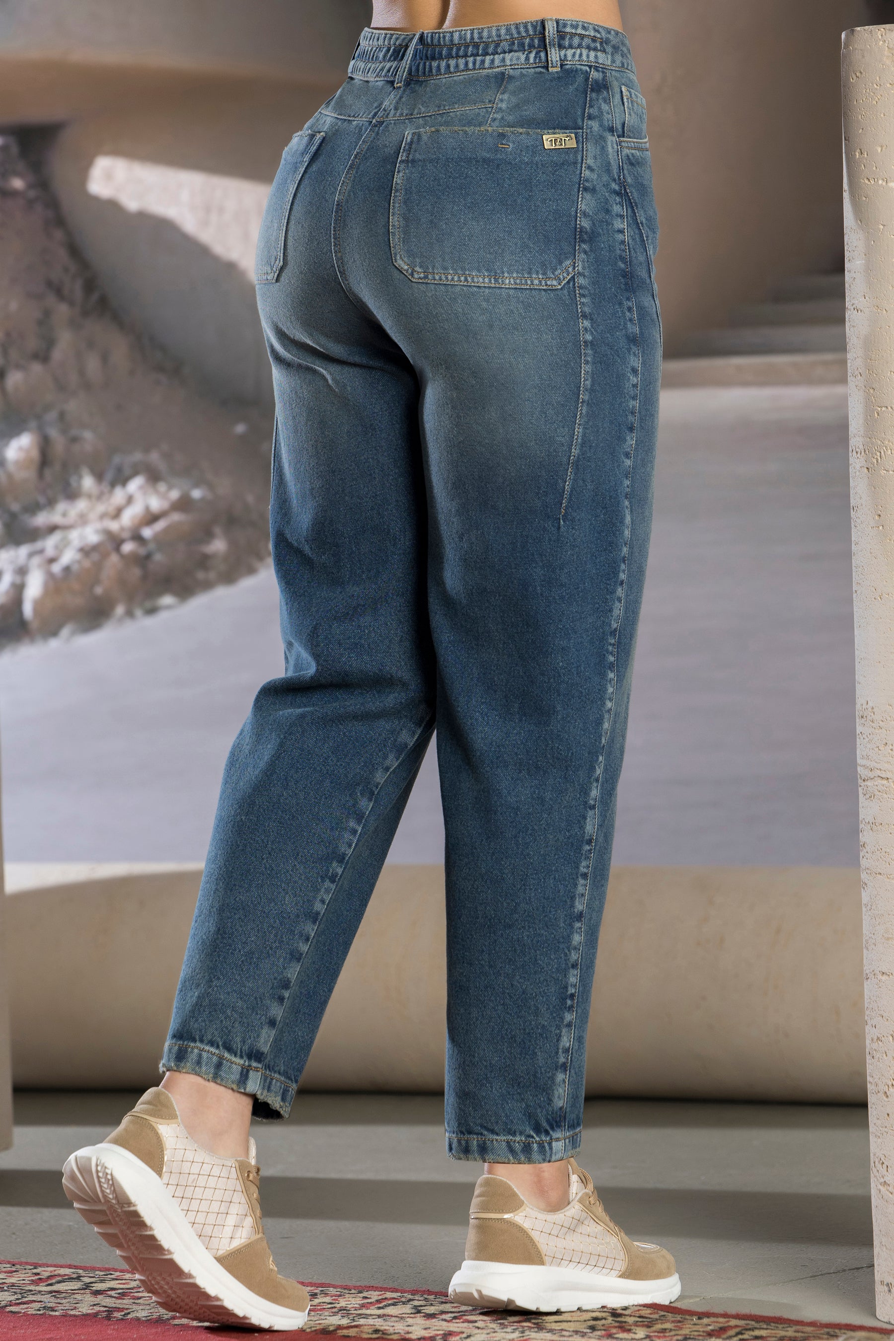 Jean Barrel Índigo Rígido Tiro Alto Azul Medio – DICHA