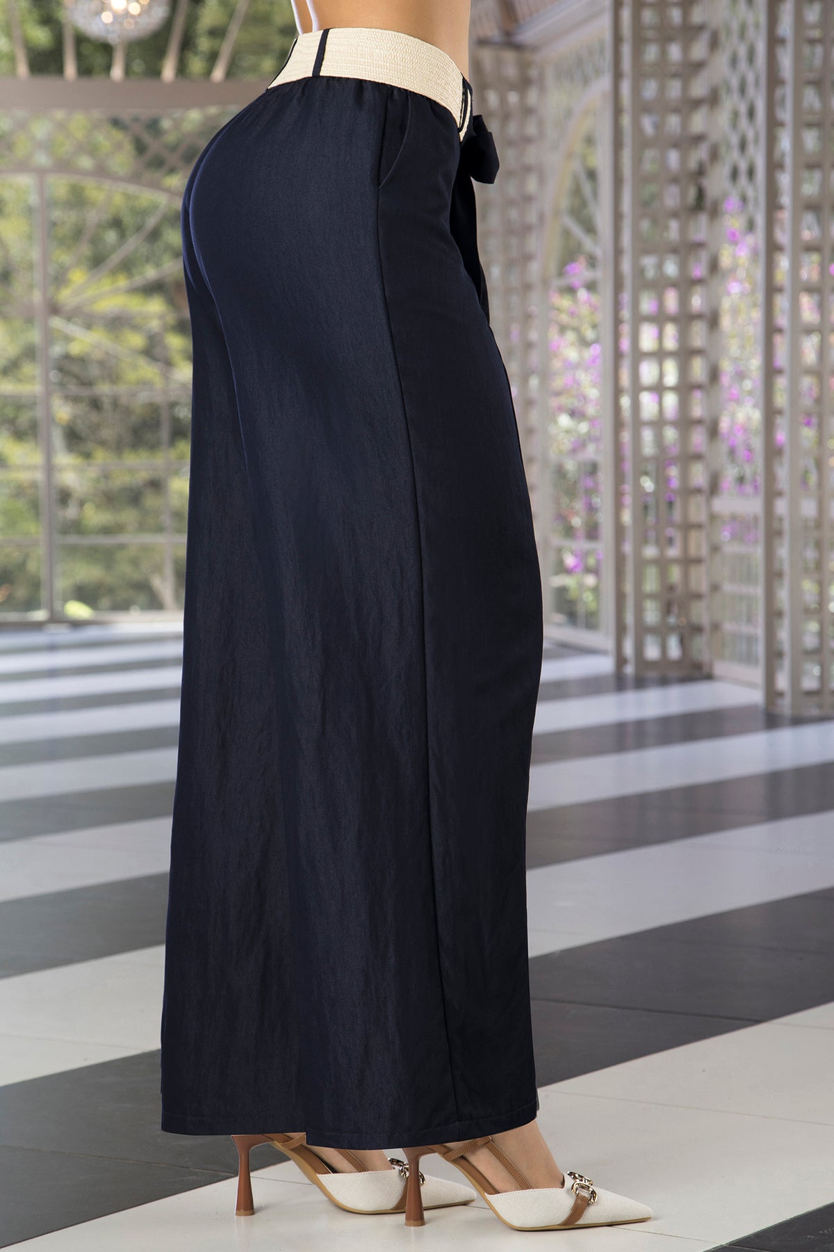 Pantalón palazzo tiro alto azul oscuro – Galé