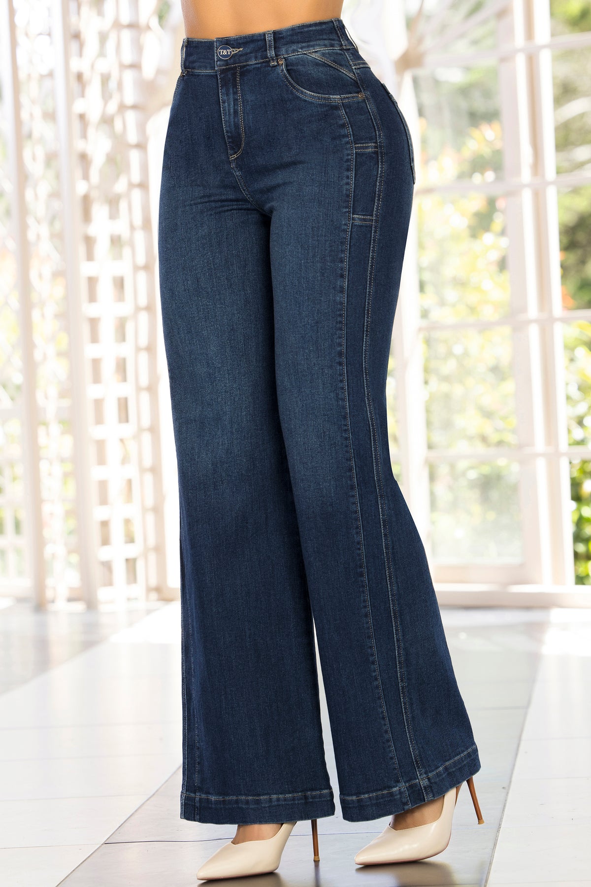 Jean wide leg tiro alto azul oscuro – Los Diablitos