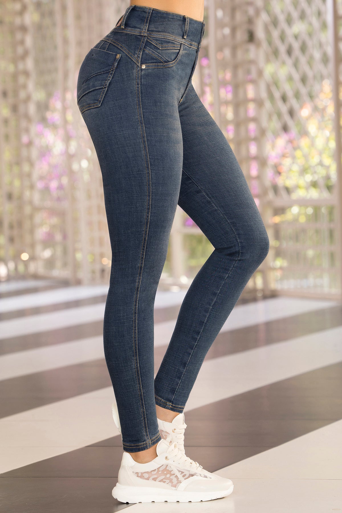 Jean skinny tiro alto azul medio – Marbelle
