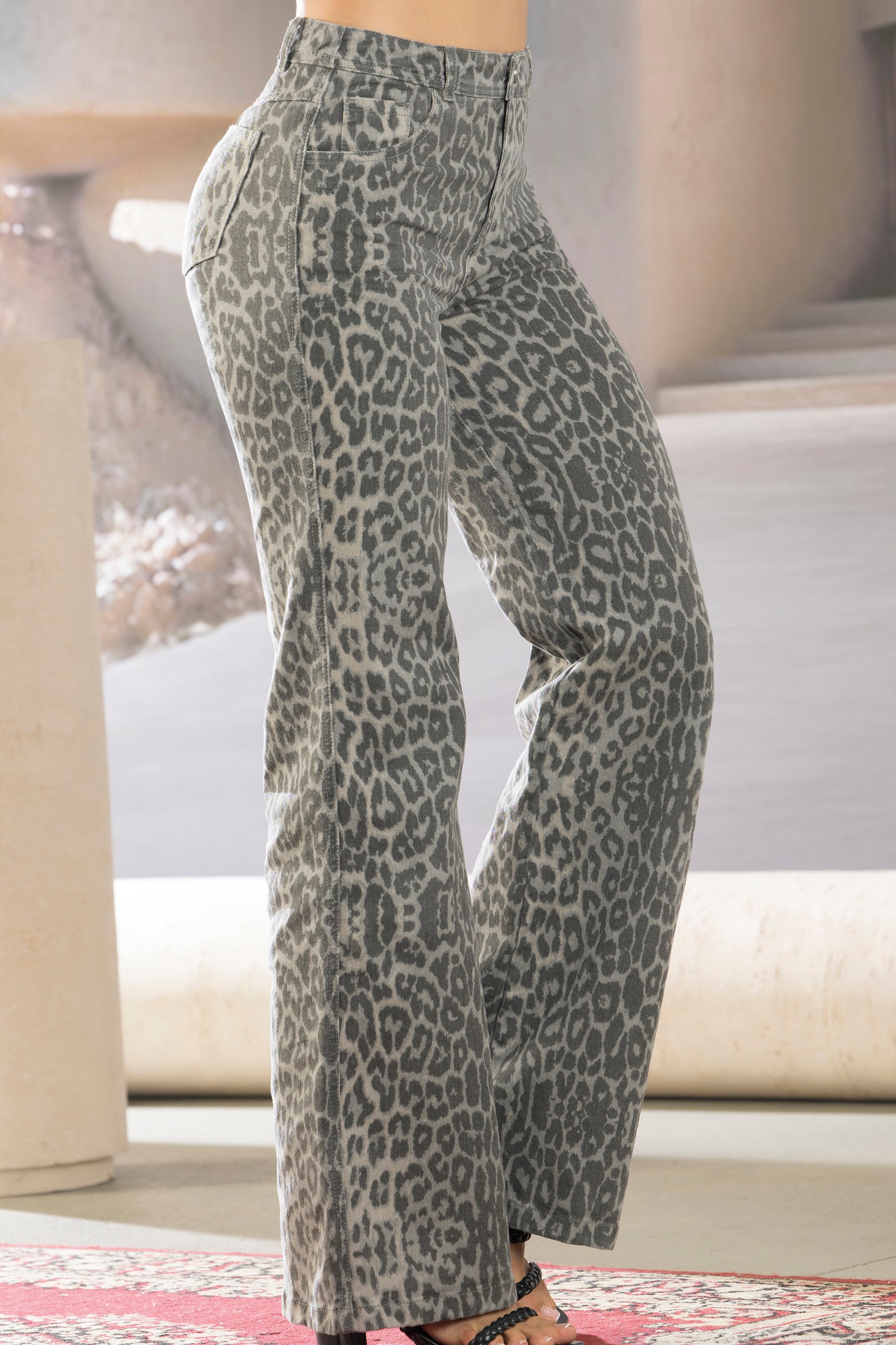 Jean Wide Leg Tiro Alto Animal Print – PLACER