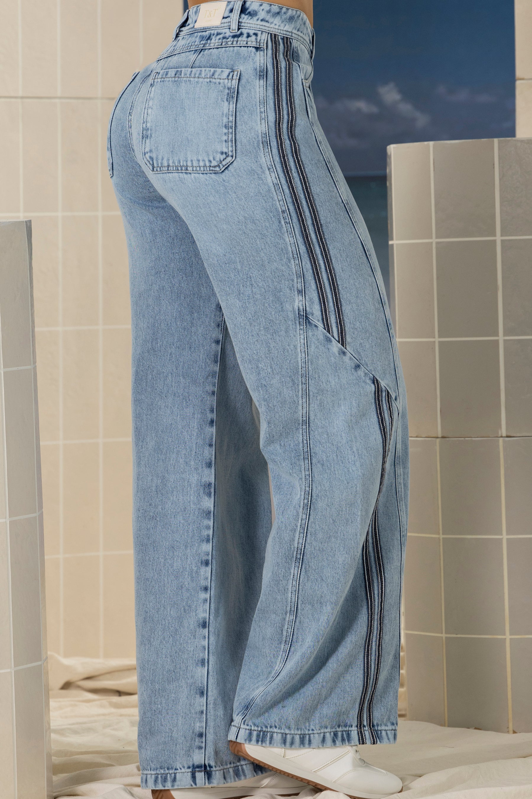 Jean Palazzo Tiro Alto Azul Claro – CONQUISTA